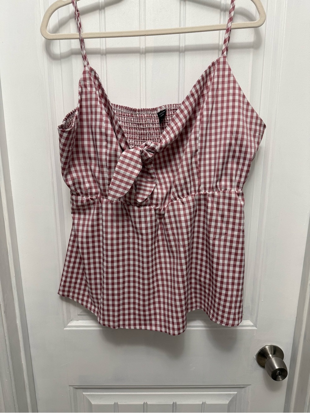 Shein 4XL Women’s Plus Pink White Plaid Tie Front Camisole (47-6)
